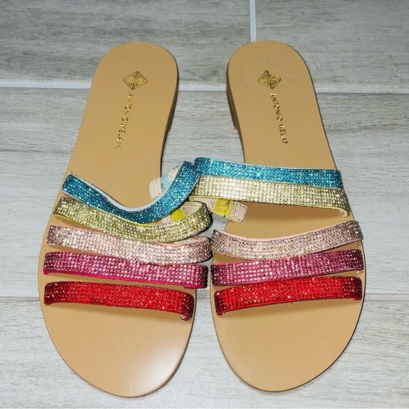 ANTONIO MELANI Shoes - Antonio Melani Pride Sandals Byrd Rainbow Embellished Slip on Sandals Size 6